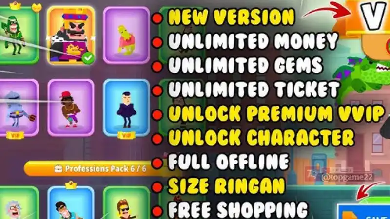 Unduh Bowmasters MOD APK (Unlimited Coins, Unlocked) v11.1.6 Fitur Bowmasters MOD APK