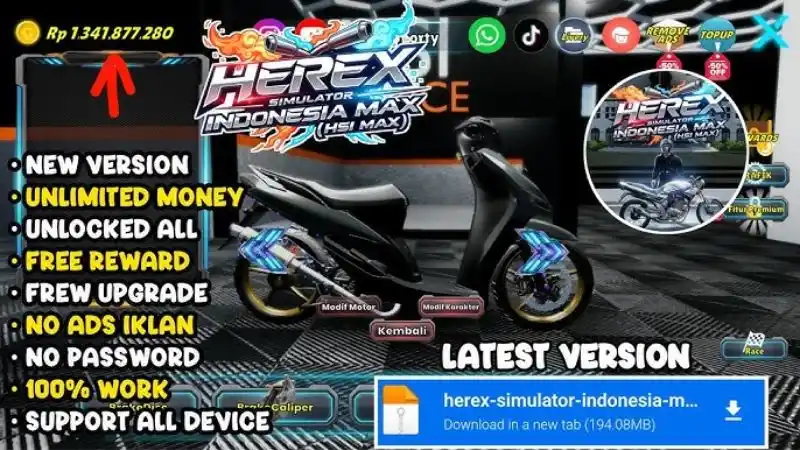 Unduh Herex Simulator Indonesia Max MOD APK (Unlimited Money) v1.0.94 Fitur Herex Simulator Indonesia Max MOD APK