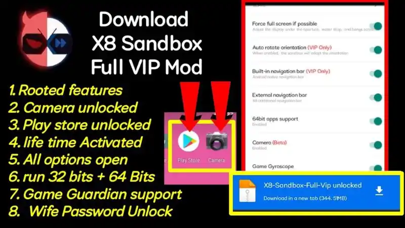 Unduh X8 Sandbox MOD APK (VIP Unlocked, Dual Account) v0.7.6.4.23-64cn Virtual Root Tanpa Mengubah Sistem Utama