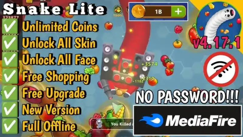 Unduh Snake Lite MOD APK (Unlimited Coins, Buka Skin) v4.33.0 Fitur MOD Snake Lite MOD APK