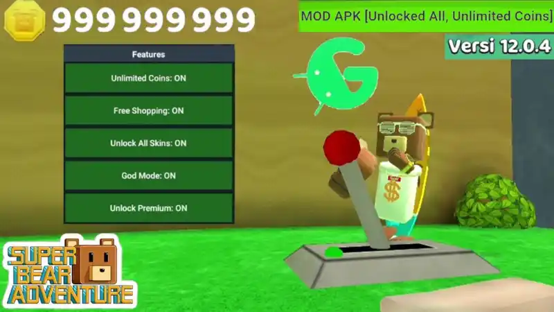 Unduh Super Bear Adventure MOD APK (Unlimited Coins, MOD Menu) v12.1.5 Fitur MOD Super Bear Adventure MOD APK