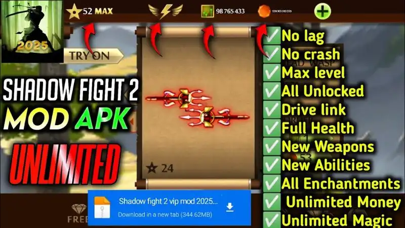 Unduh Shadow Fight 2 MOD APK (Unlimited Money, Max Level) v2.44.0 Fitur Shadow Fight 2 MOD APK