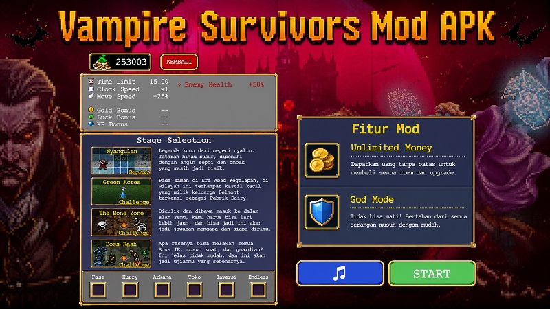 Unduh Vampire Survivors Mod APK V1.15.115 (Unlimited Money) Terbaru Vampire Survivors Mod APK